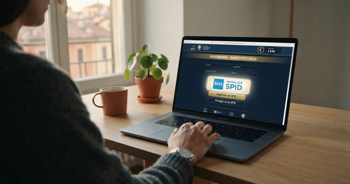 Schermata di registrazione a un casinò online con il pulsante «Entra con SPID» affiancato ai loghi dei provider di identità digitale italiani