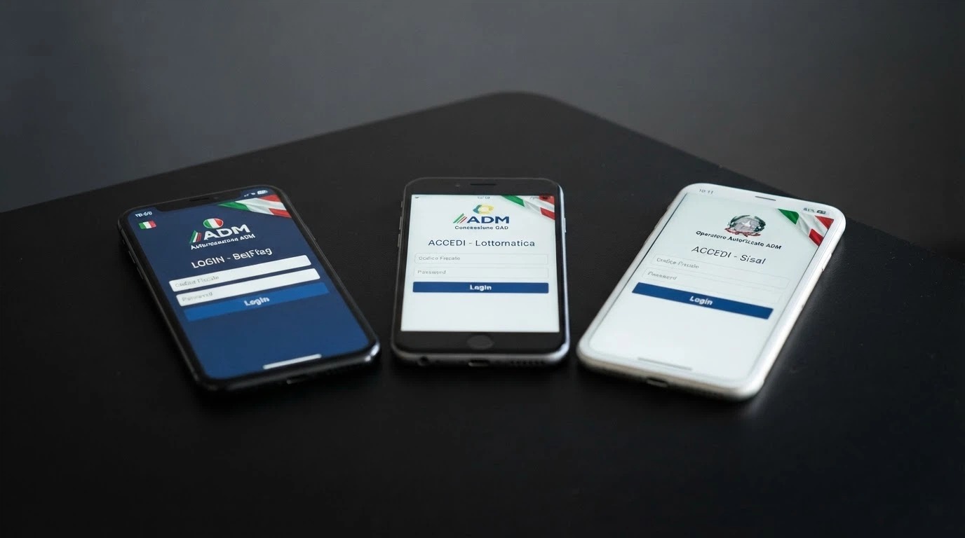 Loghi e anteprime delle interfacce dei casinò online con licenza ADM affiancati per confronto