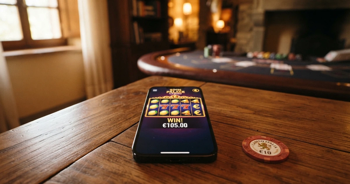 Un tavolo da casinò virtuale con fiches illuminate e la dicitura «Bonus 100€ senza deposito» in primo piano su sfondo scuro