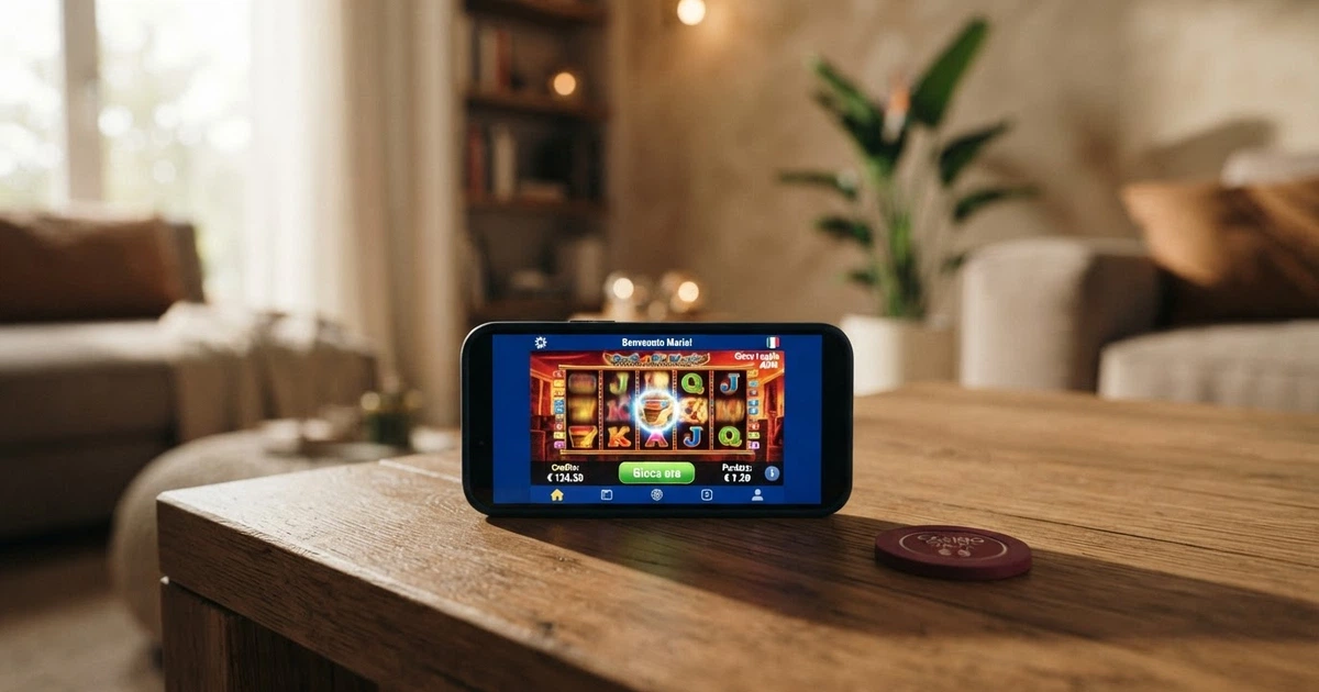 Schermata di un casinò online con il logo ADM visibile nel footer, simboli di gioco responsabile e l'indicazione della concessione in italiano