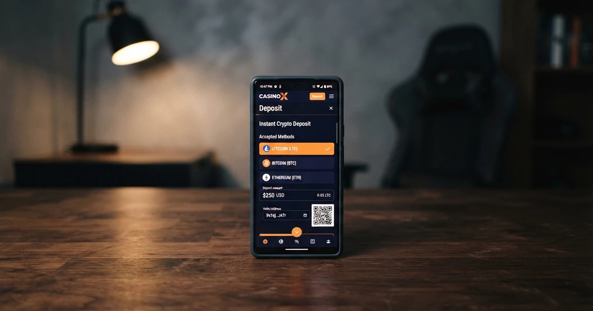 La schermata di un casinò online con l'opzione di deposito in Litecoin evidenziata nel menu delle criptovalute accettate, affiancata da Bitcoin ed Ethereum