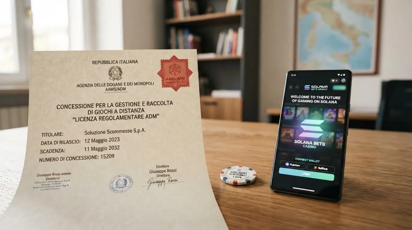 Il logo ADM accanto al simbolo di una concessione italiana e, separato da una linea, il logo di Solana con la dicitura «offshore»