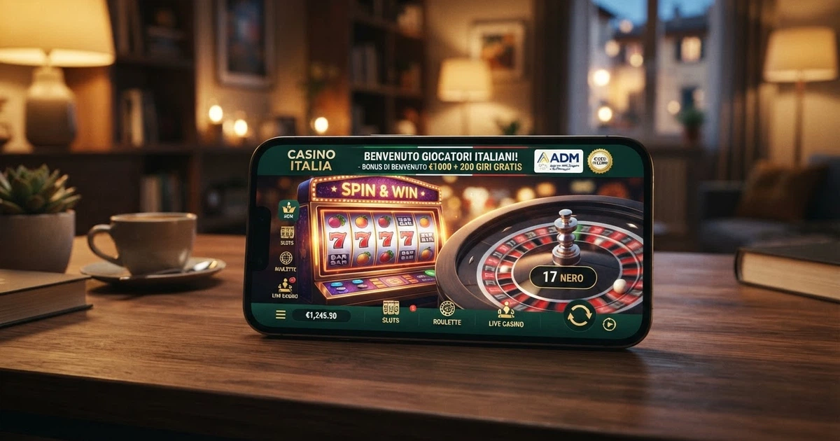 L'interfaccia di un casinò online con giochi, slot in evidenza e un banner di benvenuto