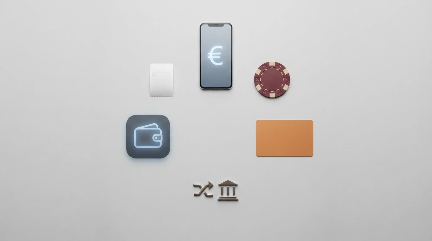 Una panoramica visiva che raggruppa i metodi di pagamento per categoria — carte bancarie, portafogli elettronici, prepagate, mobile wallet e bonifico — con ciascuna categoria identificata da un'icona distintiva