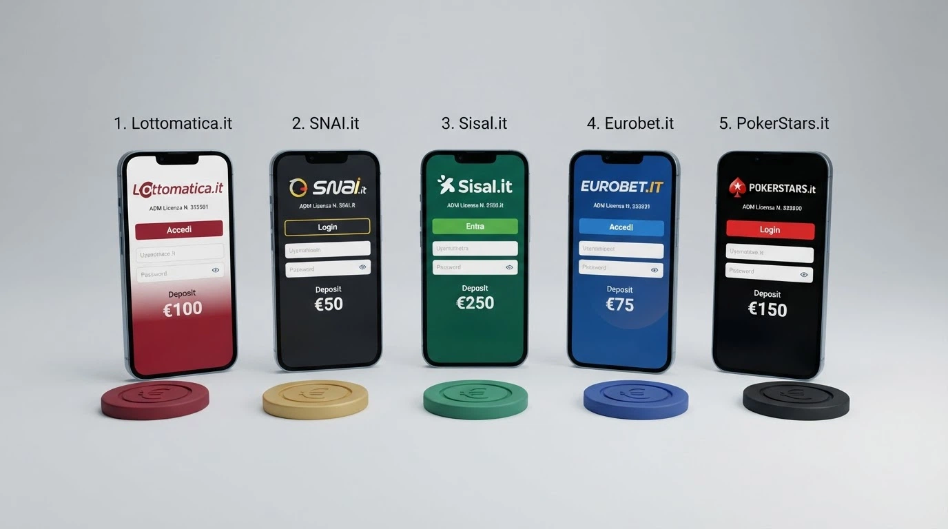 Tabella comparativa con i loghi e i dati dei cinque casinò ADM associati ad American Express nelle recensioni italiane