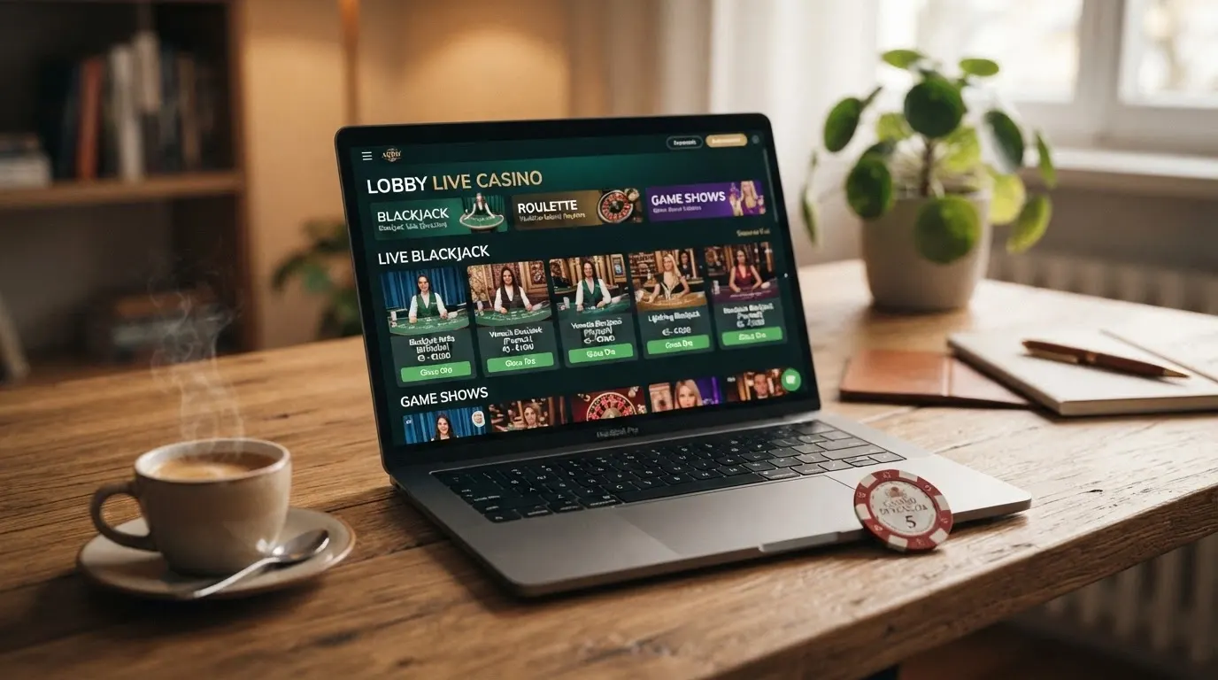Schermata di un casinò ADM con la lobby del blackjack live, anteprime dei tavoli Evolution e Playtech, interfaccia in italiano