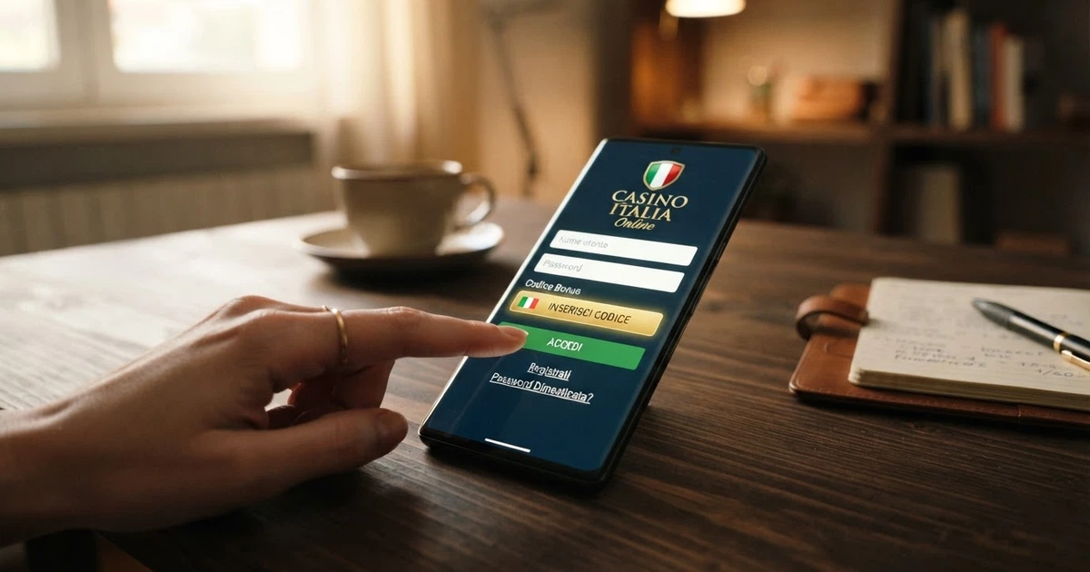 Interfaccia di registrazione di un casinò online con il campo per l'inserimento di un codice promozionale evidenziato