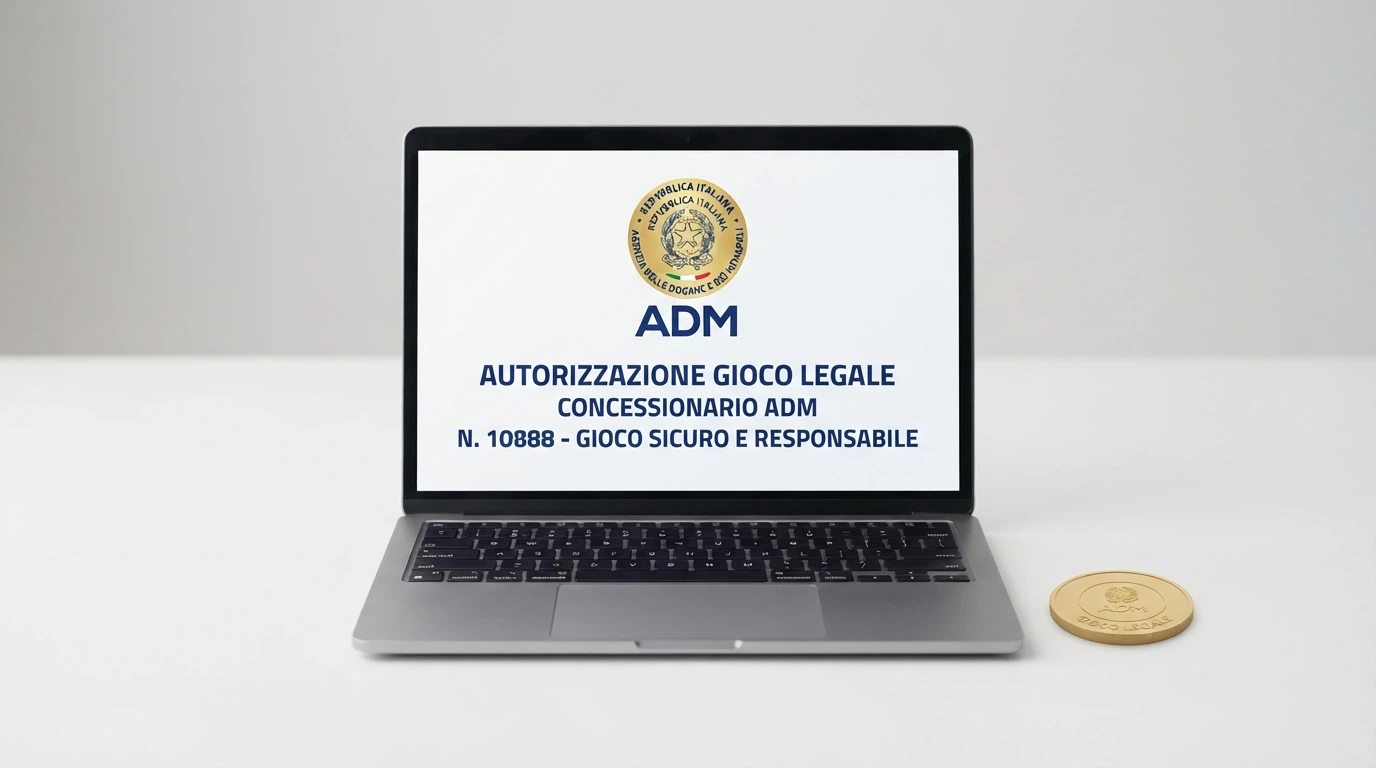 Il logo ufficiale dell’Agenzia delle Dogane e dei Monopoli accanto alla dicitura «concessionario ADM» sull’interfaccia di un casinò autorizzato