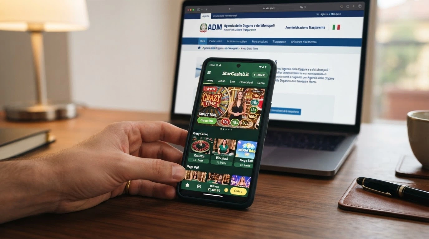 Loghi ufficiali dell'Agenzia delle Dogane e dei Monopoli e schermata del registro concessioni online