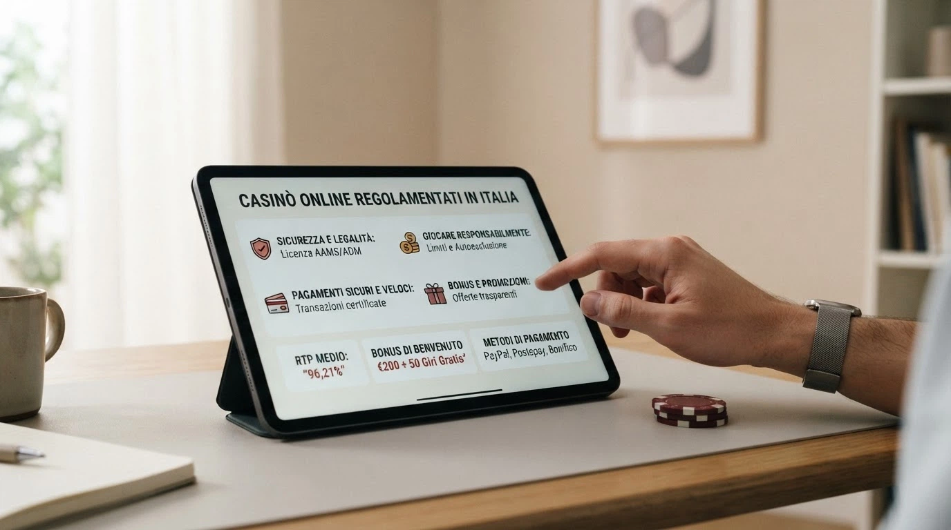 Schermata di un'interfaccia di casinò online con slot Play'n GO in evidenza e una tabella comparativa stilizzata