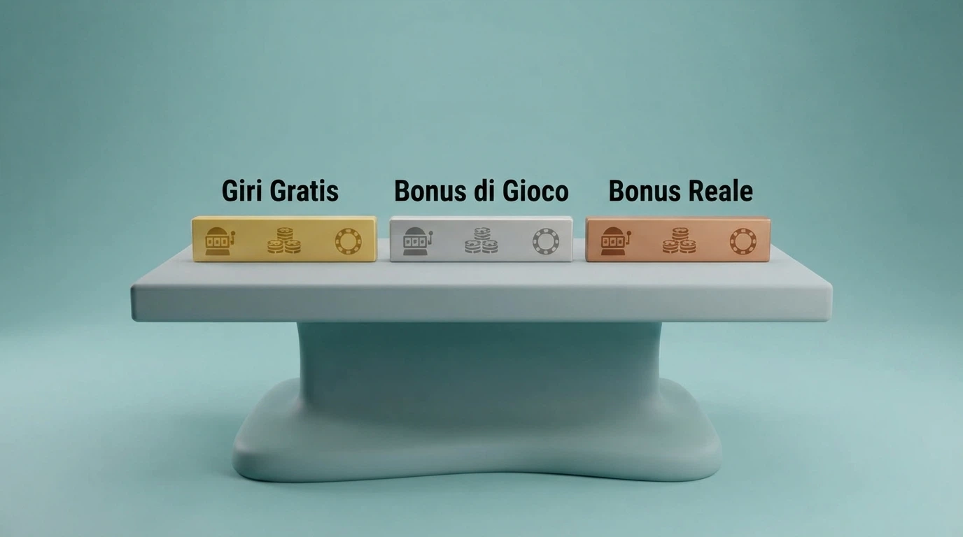 Una tabella stilizzata con le icone dei dieci operatori featured affiancate da tre colonne colorate che rappresentano Free Spin, Play Bonus e Real Bonus