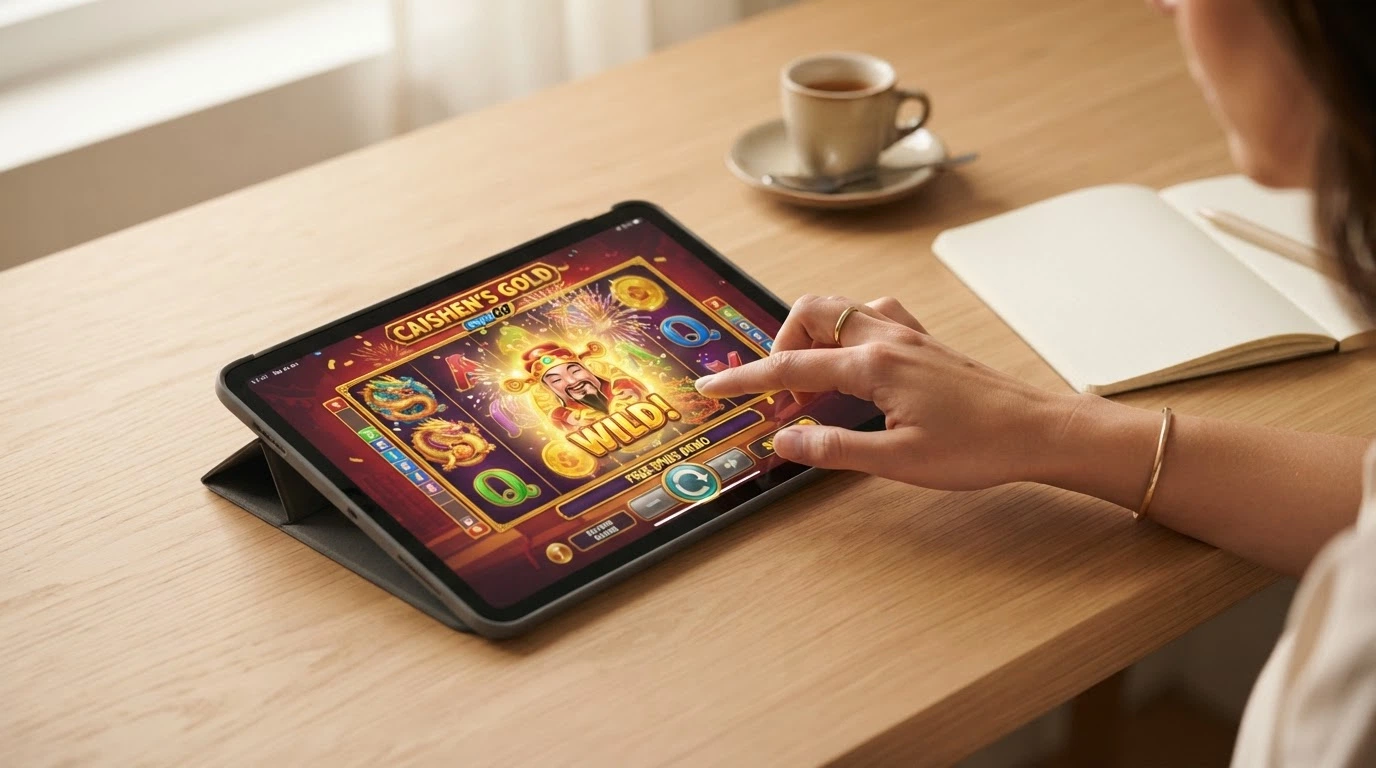 Schermata di una slot machine in versione demo con credito virtuale e nessuna richiesta di registrazione