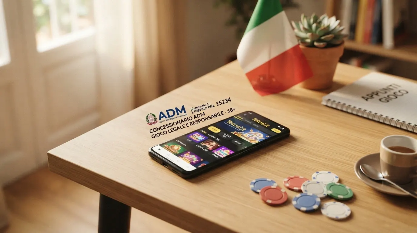 Il logo ufficiale dell'Agenzia delle Dogane e dei Monopoli accanto alla dicitura «Concessionario ADM» su uno sfondo che richiama il tricolore italiano.