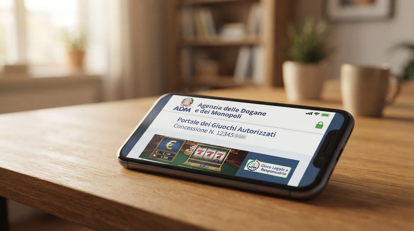 Il logo dell'Agenzia delle Dogane e dei Monopoli sullo schermo di un dispositivo, con il lucchetto di connessione sicura in primo piano