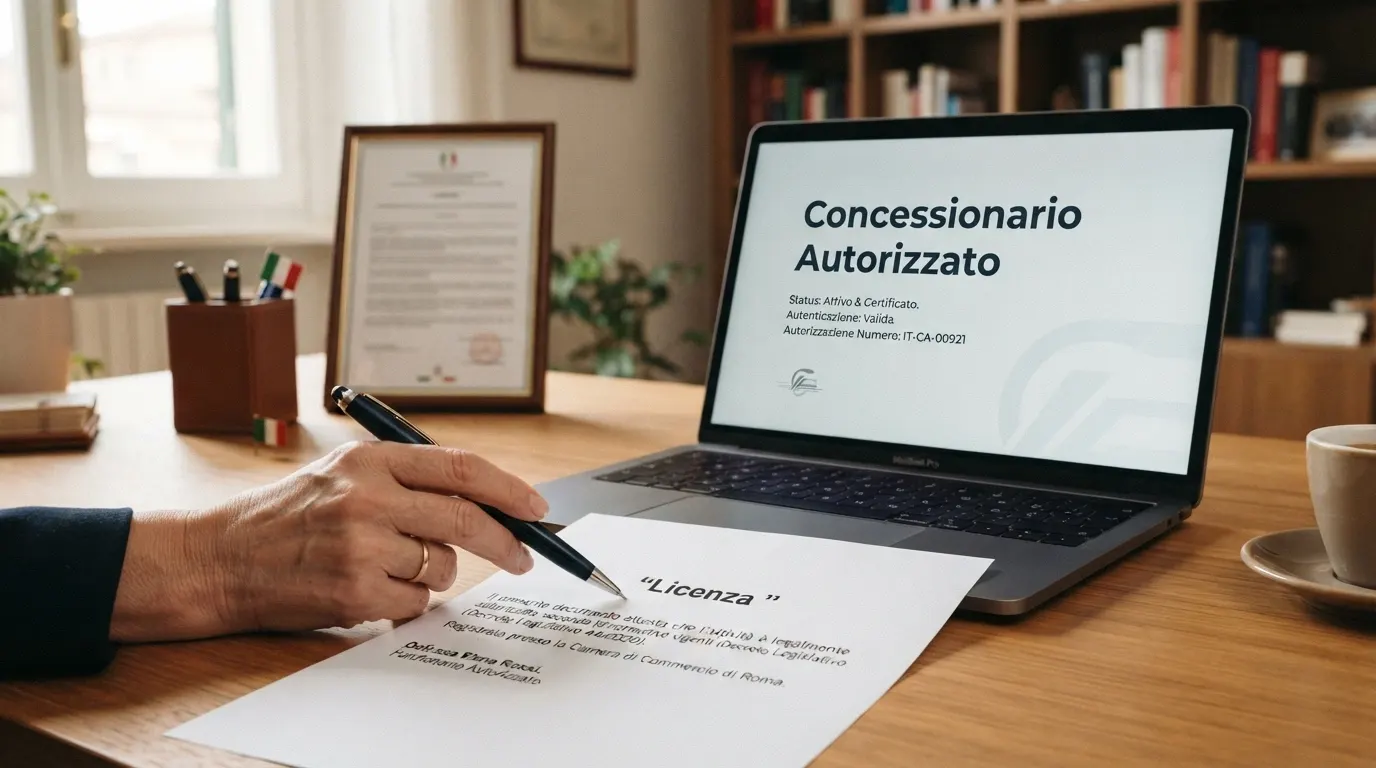 Il logo ufficiale dell'Agenzia delle Dogane e dei Monopoli accanto alla dicitura «Concessionario Autorizzato» su uno schermo