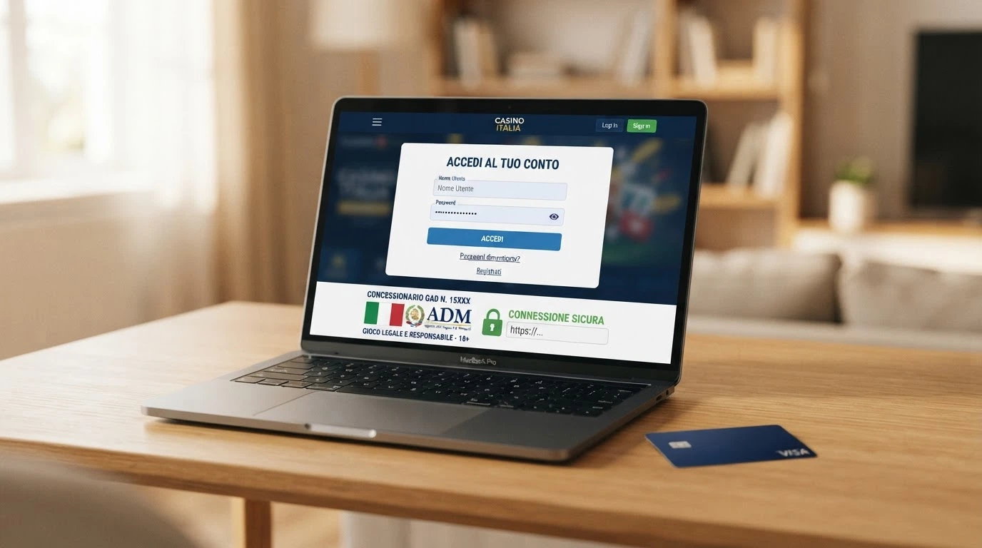 Il logo ADM accanto alla schermata di un casinò Plinko in italiano, con il lucchetto di connessione sicura nel browser