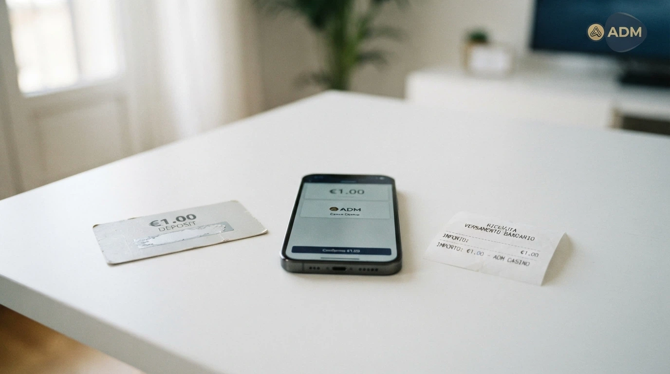 Tre icone affiancate — un punto vendita, un bonifico bancario e una scratch card — con una freccia che punta alla cifra di 1 euro