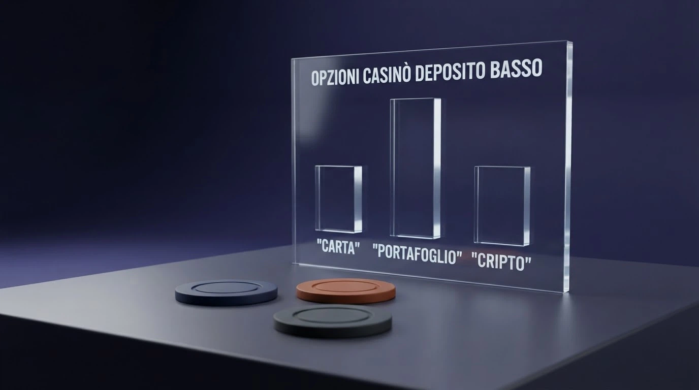 Una tabella comparativa stilizzata su sfondo scuro con le icone dei metodi di pagamento (carta di credito, portafoglio elettronico, Bitcoin) accanto ai loghi dei casinò recensiti