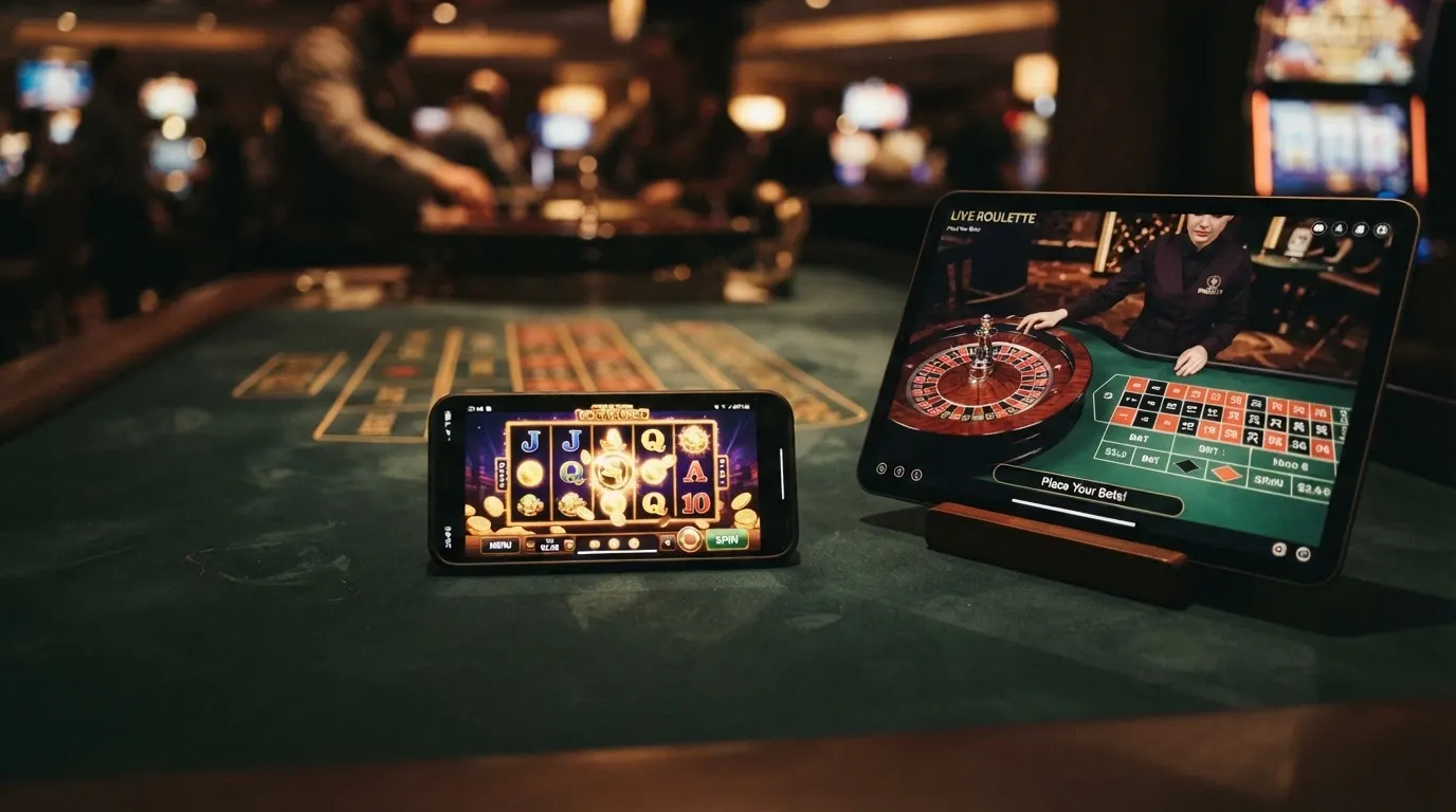 Schermate di Gates of Olympus di Pragmatic Play e di un tavolo live di Evolution Gaming, tra i titoli più diffusi nei casinò non AAMS