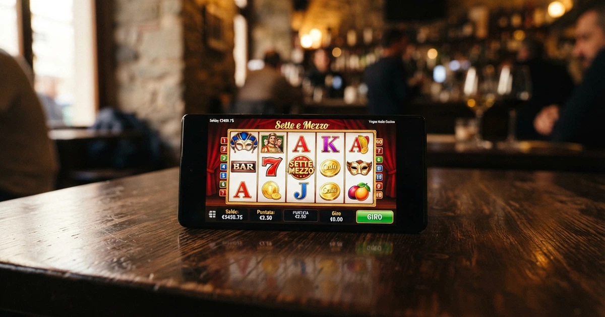 Interfaccia di una slot machine online con rulli colorati, simboli e pulsanti di puntata su sfondo scuro