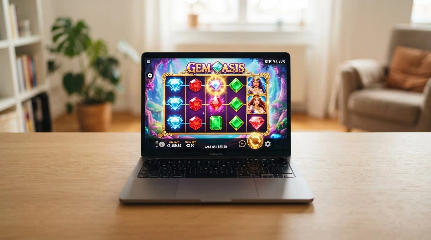 Una schermata di una slot machine online colorata e riconoscibile, con l'interfaccia del gioco ben visibile e il valore RTP in evidenza in un angolo dell'immagine