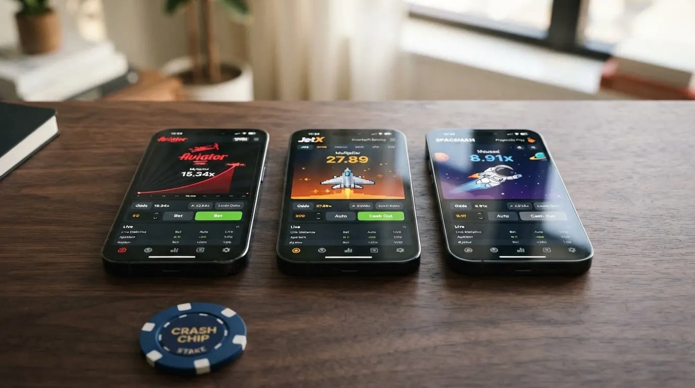 Schermate di Aviator, JetX e Spaceman affiancate, i tre crash game con RTP misurato sulle piattaforme ADM