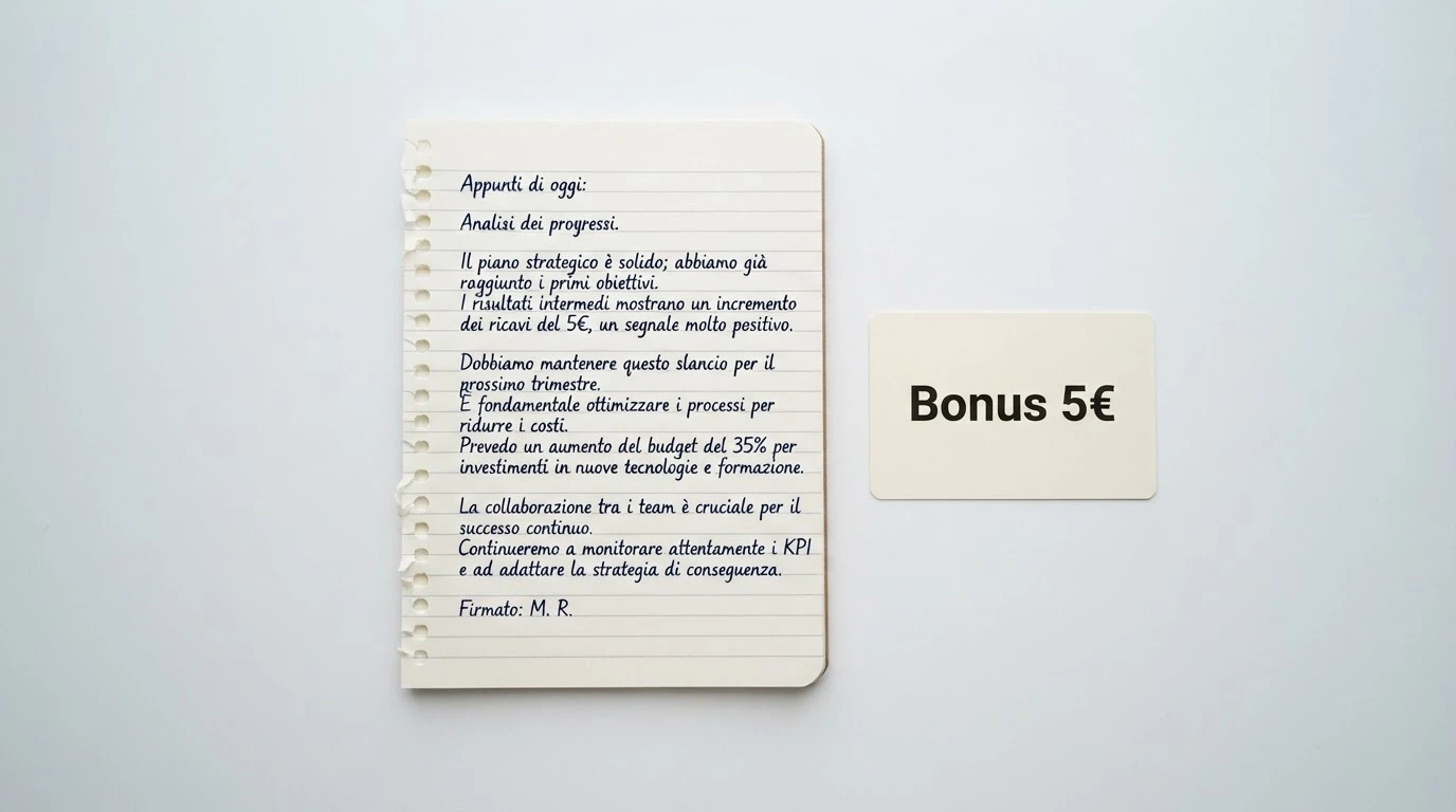 Una calcolatrice accanto a un bonus di benvenuto da 5€, con la formula del wagering e il simbolo della percentuale RTP